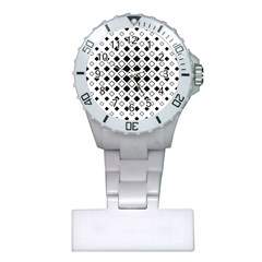 Square Diagonal Pattern Monochrome Plastic Nurses Watch by Pakrebo