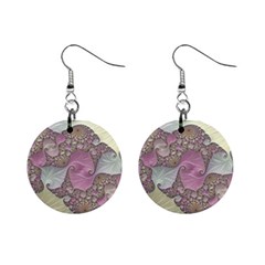 Pastels Cream Abstract Fractal Mini Button Earrings by Pakrebo