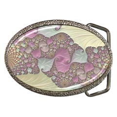 Pastels Cream Abstract Fractal Belt Buckles by Pakrebo