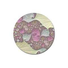 Pastels Cream Abstract Fractal Magnet 3  (round) by Pakrebo