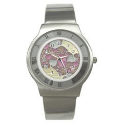 Pastels Cream Abstract Fractal Stainless Steel Watch by Pakrebo