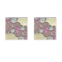 Pastels Cream Abstract Fractal Cufflinks (square) by Pakrebo