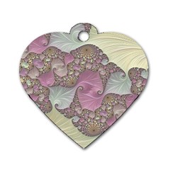 Pastels Cream Abstract Fractal Dog Tag Heart (one Side) by Pakrebo