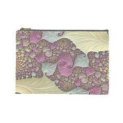 Pastels Cream Abstract Fractal Cosmetic Bag (large) by Pakrebo