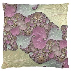 Pastels Cream Abstract Fractal Large Cushion Case (two Sides) by Pakrebo