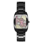 Pastels Cream Abstract Fractal Stainless Steel Barrel Watch Front