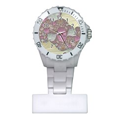 Pastels Cream Abstract Fractal Plastic Nurses Watch by Pakrebo