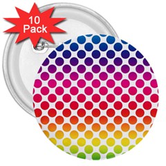 Polka Dots Spectrum Colours Dots 3  Buttons (10 Pack)  by Pakrebo