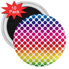 Polka Dots Spectrum Colours Dots 3  Magnets (10 Pack)  by Pakrebo