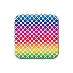 Polka Dots Spectrum Colours Dots Rubber Square Coaster (4 Pack)  by Pakrebo