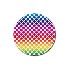 Polka Dots Spectrum Colours Dots Rubber Round Coaster (4 Pack)  by Pakrebo