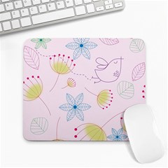 Floral Background Bird Drawing Large Mousepads by Pakrebo