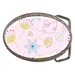 Floral Background Bird Drawing Belt Buckles by Pakrebo