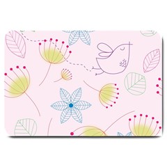 Floral Background Bird Drawing Large Doormat 