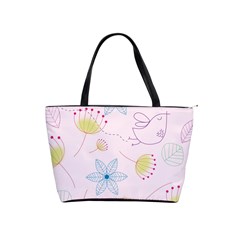 Floral Background Bird Drawing Classic Shoulder Handbag by Pakrebo