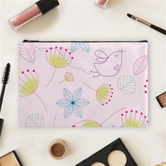 Floral Background Bird Drawing Cosmetic Bag (large) by Pakrebo