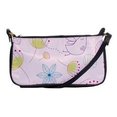 Floral Background Bird Drawing Shoulder Clutch Bag