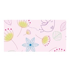 Floral Background Bird Drawing Satin Wrap