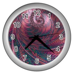 Fractal Artwork Digital Pattern Wall Clock (silver)