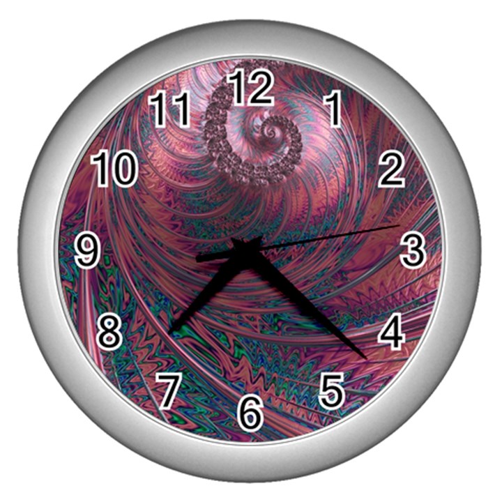 Fractal Artwork Digital Pattern Wall Clock (Silver)