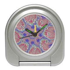 Purple Splat Fractal Art Travel Alarm Clock by Pakrebo