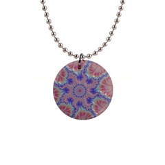 Purple Splat Fractal Art 1  Button Necklace by Pakrebo