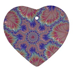 Purple Splat Fractal Art Heart Ornament (two Sides)