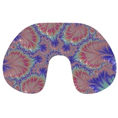 Purple Splat Fractal Art Travel Neck Pillows by Pakrebo