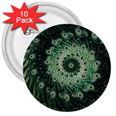 Fractal Art Spiral Mathematical 3  Buttons (10 Pack)  by Pakrebo