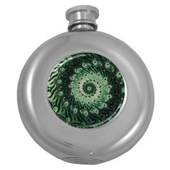 Fractal Art Spiral Mathematical Round Hip Flask (5 Oz) by Pakrebo