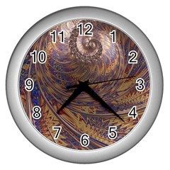 Swirl Fractal Fantasy Whirl Wall Clock (Silver)