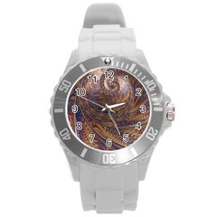 Swirl Fractal Fantasy Whirl Round Plastic Sport Watch (L)