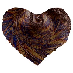 Swirl Fractal Fantasy Whirl Large 19  Premium Heart Shape Cushions