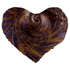 Swirl Fractal Fantasy Whirl Large 19  Premium Flano Heart Shape Cushions