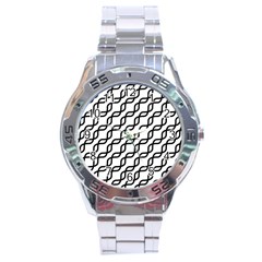 Diagonal Stripe Pattern Stainless Steel Analogue Watch by Pakrebo