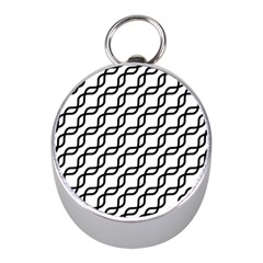 Diagonal Stripe Pattern Mini Silver Compasses by Pakrebo