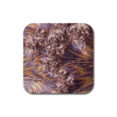 Puckered Fractal Artwork Design Rubber Square Coaster (4 Pack)  by Pakrebo