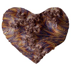 Puckered Fractal Artwork Design Large 19  Premium Flano Heart Shape Cushions by Pakrebo