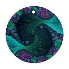 Ocean Green Sea Blue Fractal Art Ornament (round) by Pakrebo