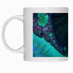 Ocean Green Sea Blue Fractal Art White Mugs by Pakrebo