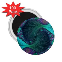 Ocean Green Sea Blue Fractal Art 2 25  Magnets (100 Pack)  by Pakrebo