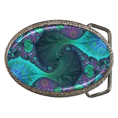 Ocean Green Sea Blue Fractal Art Belt Buckles by Pakrebo