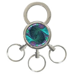 Ocean Green Sea Blue Fractal Art 3-ring Key Chains by Pakrebo