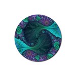 Ocean Green Sea Blue Fractal Art Rubber Coaster (Round)  Front