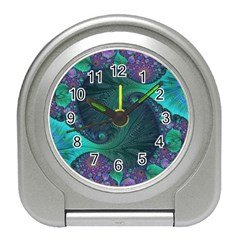 Ocean Green Sea Blue Fractal Art Travel Alarm Clock by Pakrebo