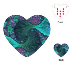 Ocean Green Sea Blue Fractal Art Playing Cards (heart) by Pakrebo