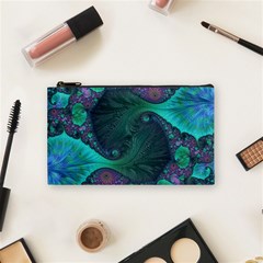 Ocean Green Sea Blue Fractal Art Cosmetic Bag (small)