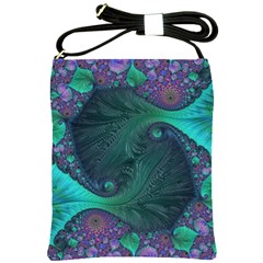 Ocean Green Sea Blue Fractal Art Shoulder Sling Bag by Pakrebo