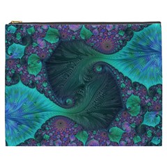 Ocean Green Sea Blue Fractal Art Cosmetic Bag (xxxl) by Pakrebo