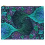 Ocean Green Sea Blue Fractal Art Cosmetic Bag (XXXL) Front